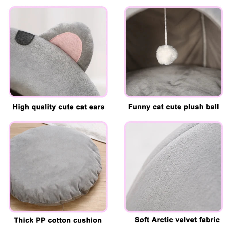 Super Cat Bed Warm Pet House with Ball Toy