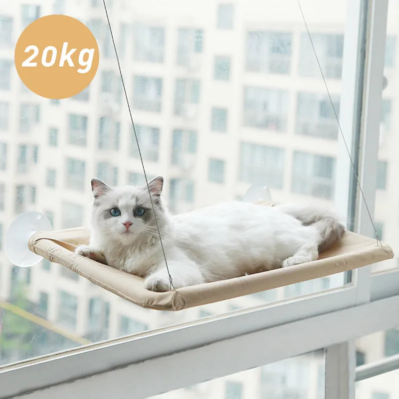 Window-Mounted Cat Hammock Climbing Frame