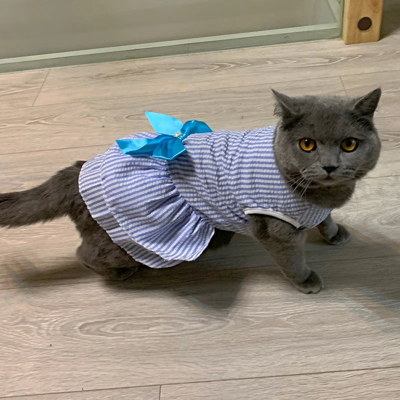 Princess Striped Plaid Pet Dresses with Bow