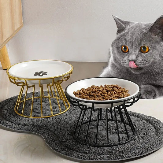 Luxury Cat Lift Bowl With Metal Ceramic