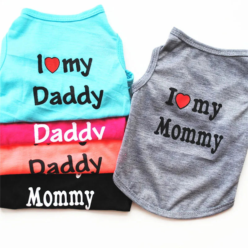 I Love Mommy & Daddy Cotton Pet Vest T-shirt