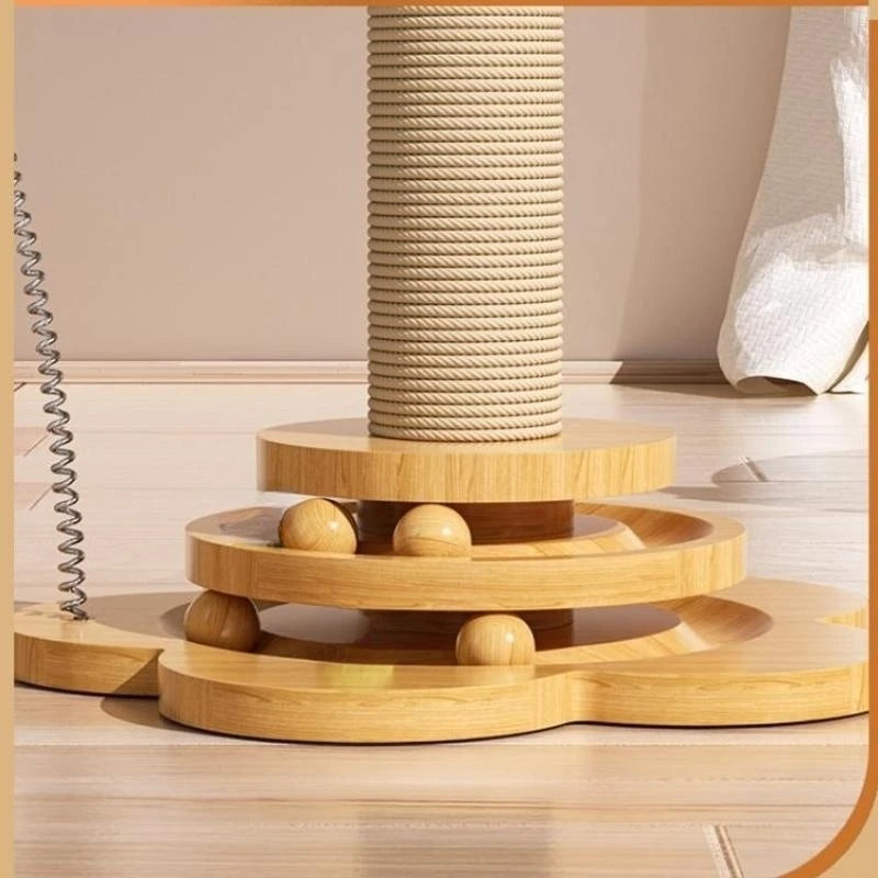 Solid Wood Durable Sisal Scratching Cat Toy