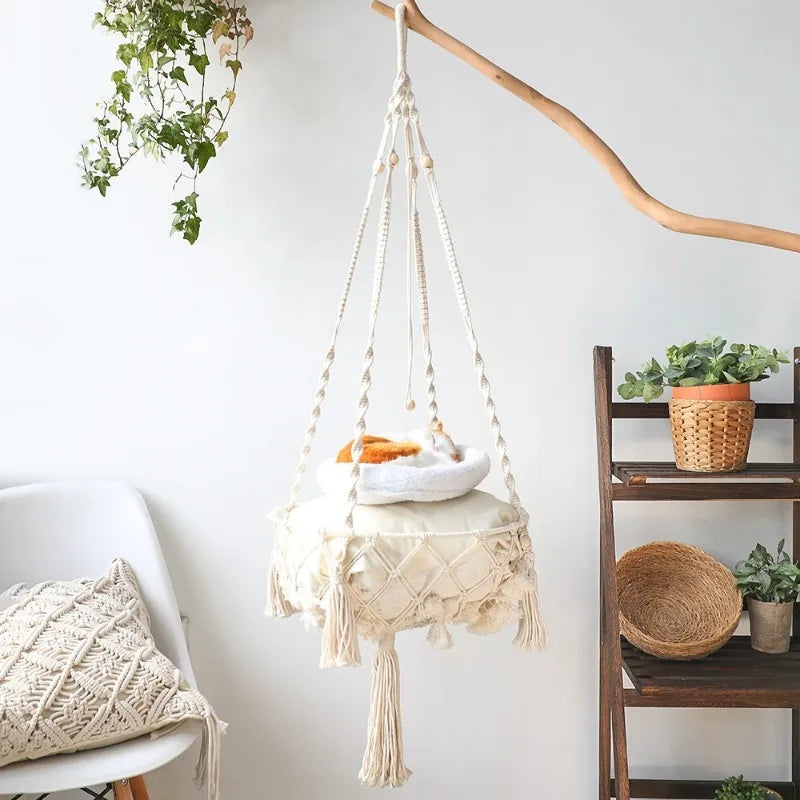 Hand Woven Cat Cotton Rope Hammock