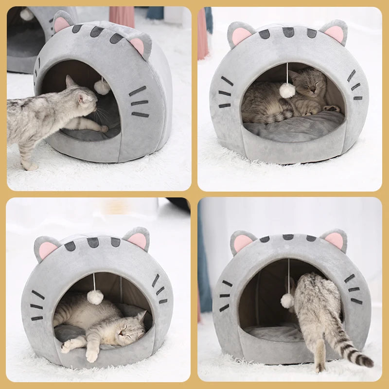 Super Cat Bed Warm Pet House with Ball Toy