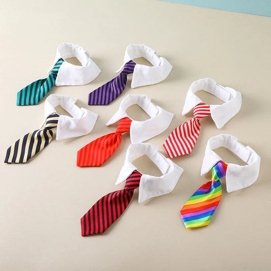 Striped Bow Tie Adjustable Collar