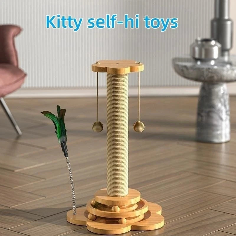 Solid Wood Durable Sisal Scratching Cat Toy