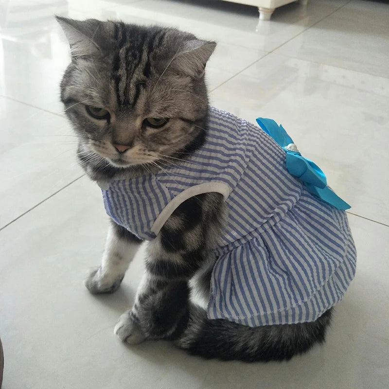 Princess Striped Plaid Pet Dresses with Bow