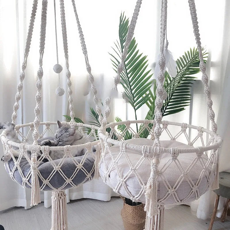 Hand Woven Cat Cotton Rope Hammock