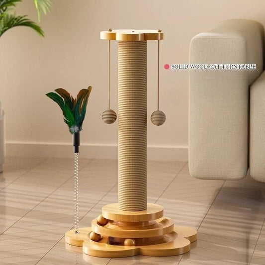 Solid Wood Durable Sisal Scratching Cat Toy