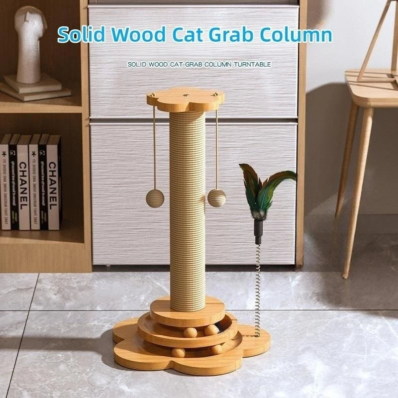 Solid Wood Durable Sisal Scratching Cat Toy