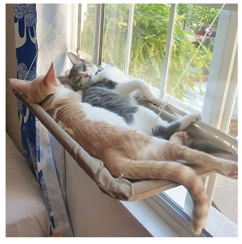 Window-Mounted Cat Hammock Climbing Frame