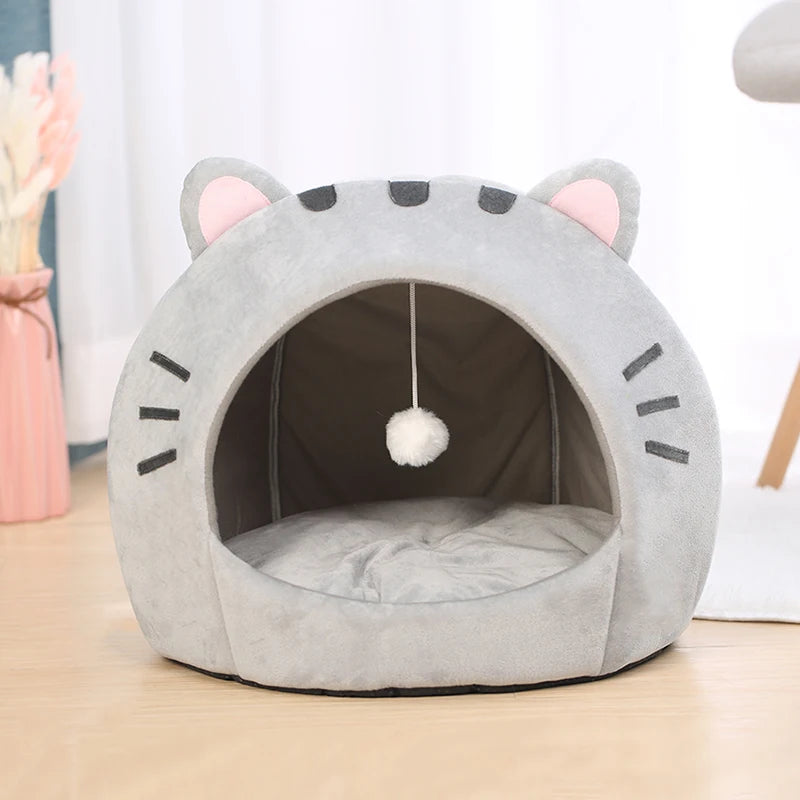 Super Cat Bed Warm Pet House with Ball Toy