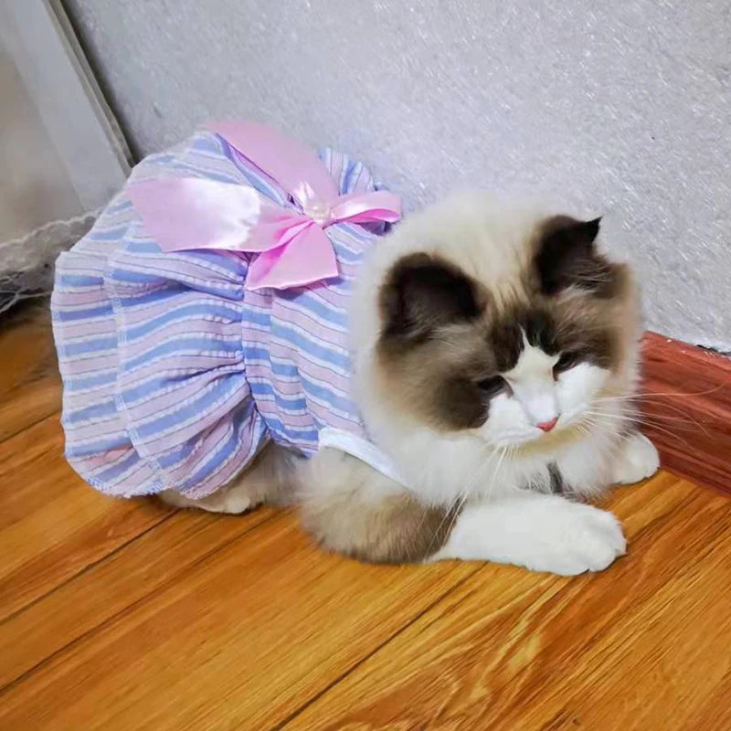 Princess Striped Plaid Pet Dresses with Bow