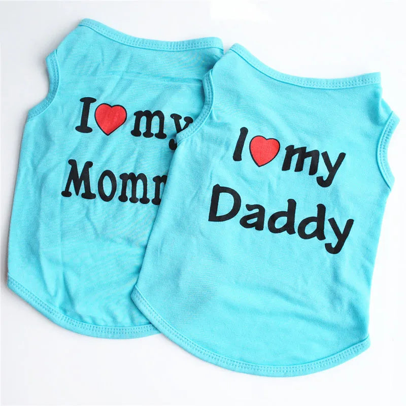 I Love Mommy & Daddy Cotton Pet Vest T-shirt