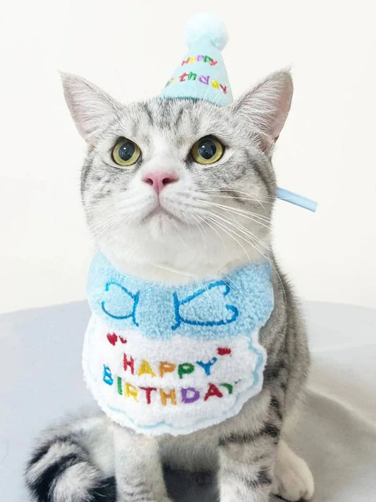 Birthday Bib and Party Hat Pet Birthday Costume