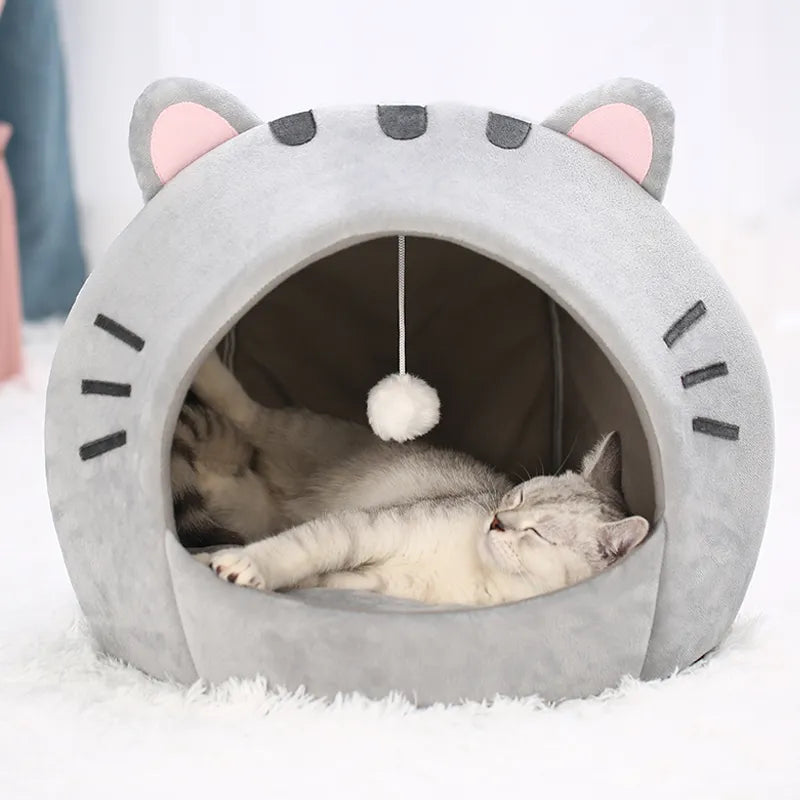 Super Cat Bed Warm Pet House with Ball Toy