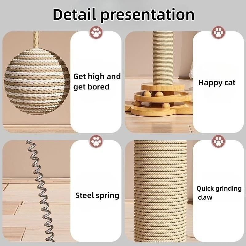 Solid Wood Durable Sisal Scratching Cat Toy